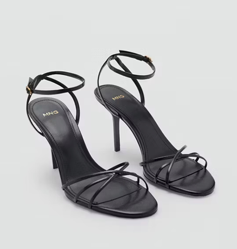 NWT MANGO MNG BLACK STRAPPY SANDALS HIGH HEELS SHOES SZ 40 US 9